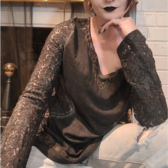 Grey Fairycore Blouse by BKE - Picture 1 of 4